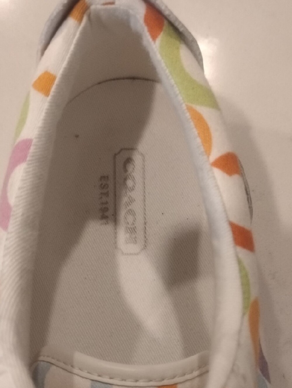 Coach White Low-Top Sneakers with Multicolor 'C' Print - Picture 2 of 15